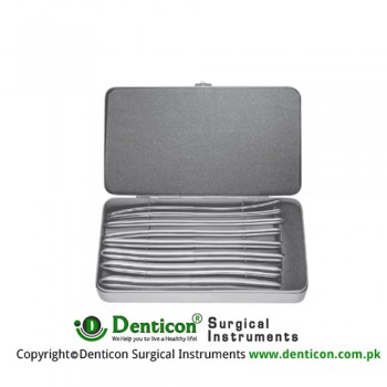 Hegar Uterine Dilators Set of 8 Ref: GY-415-04 to GY-415-18 With Metal Case Brass - Chrome Plated,